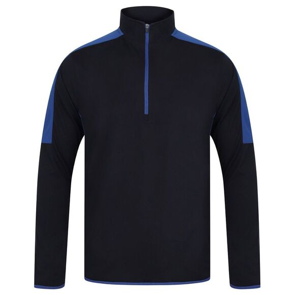 Finden & Hales Mens Contrast Panel Quarter Zip Midlayer / Navy/Royal Blue - Picture 1 of 1